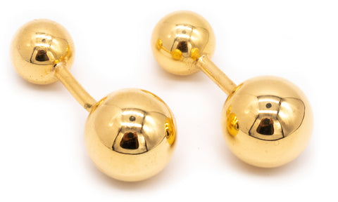 Modernist Pair Of Balls Cufflinks In Polished 14Kt Yellow Gold