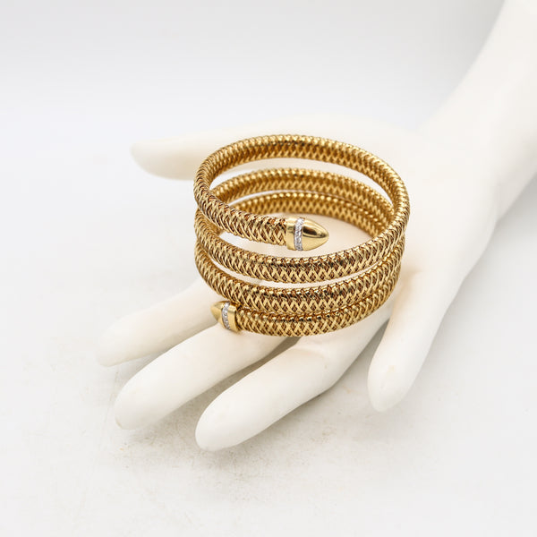 *Roberto Coin Italy Primavera Spiral wrap Bracelet in 18 kt yellow gold with Diamonds