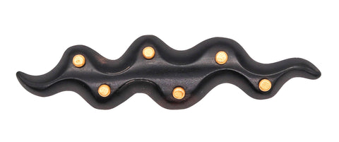 -Yossi Harari Modernist Brooch In Carved Ebony Wood And 24Kt Yellow Gold