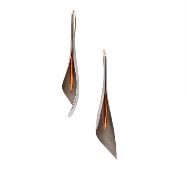 Michael Good Lily Leaves Dangle Earrings In Platinum And 18Kt Yellow Gold