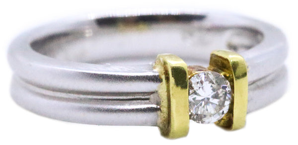 MODERN TWO TONES 18 KT RING WITH DIAMOND