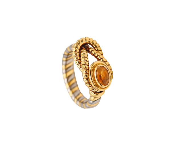 -Cartier Tubogas Hercules Knot Ring In Stainless And 18Kt Gold With Citrine