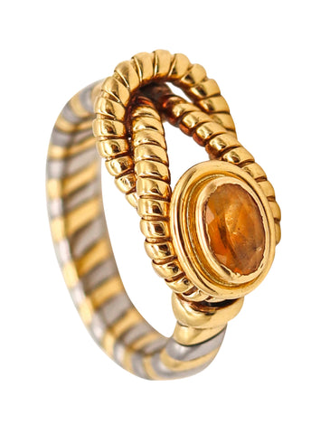 -Cartier Tubogas Hercules Knot Ring In Stainless And 18Kt Gold With Citrine