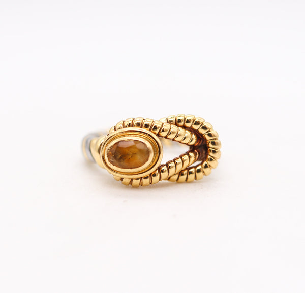 -Cartier Tubogas Hercules Knot Ring In Stainless And 18Kt Gold With Citrine