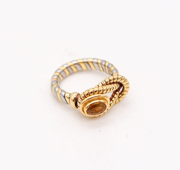 -Cartier Tubogas Hercules Knot Ring In Stainless And 18Kt Gold With Citrine