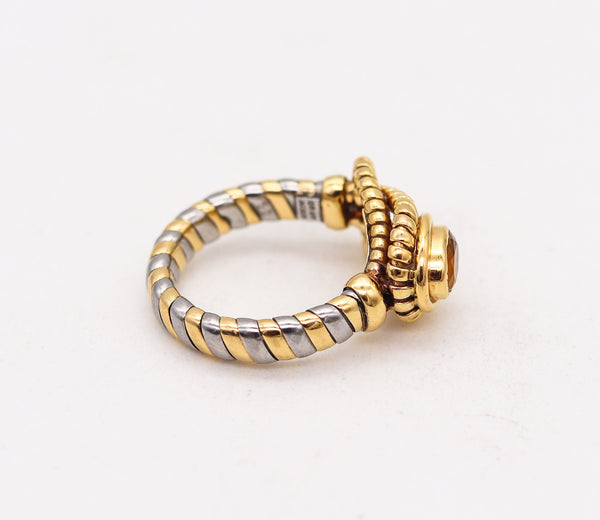 -Cartier Tubogas Hercules Knot Ring In Stainless And 18Kt Gold With Citrine