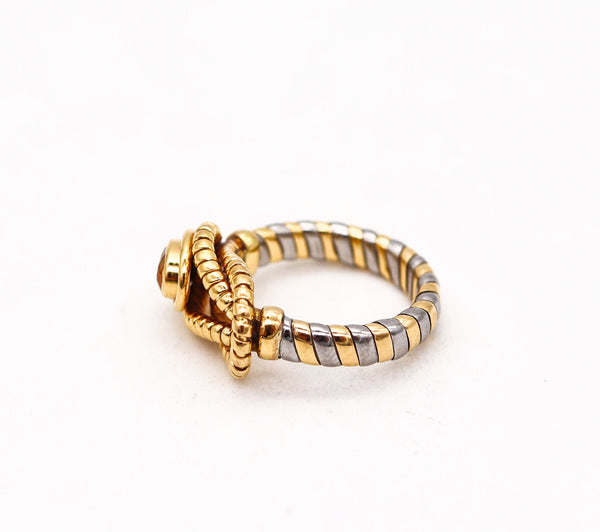 -Cartier Tubogas Hercules Knot Ring In Stainless And 18Kt Gold With Citrine