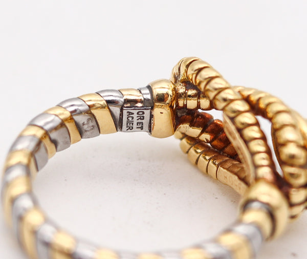 -Cartier Tubogas Hercules Knot Ring In Stainless And 18Kt Gold With Citrine