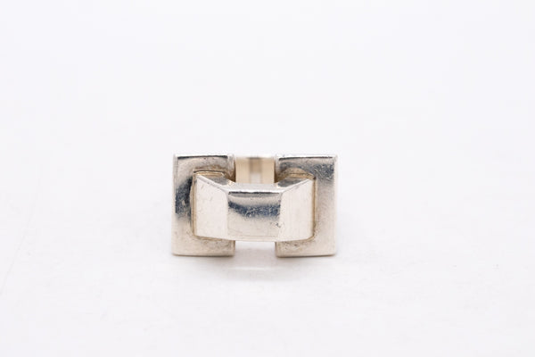 TIFFANY & CO. 1973 BY DON BERG GEOMETRIC ARQUITECTURAL RING .925 STERLING