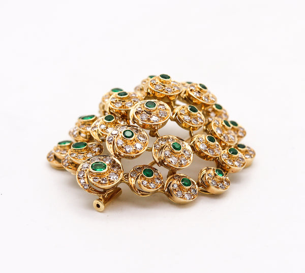 Convertible Pendant Brooch In 18Kt Gold  With 10.48 Cts In Diamonds And Colombian Emeralds