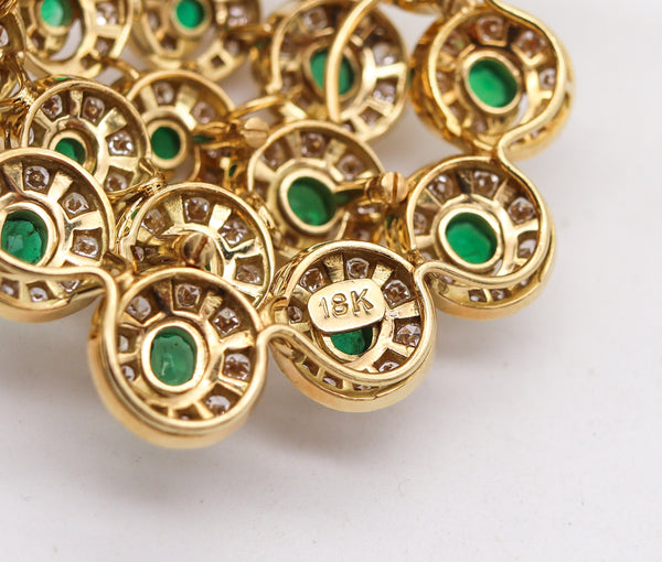 Convertible Pendant Brooch In 18Kt Gold  With 10.48 Cts In Diamonds And Colombian Emeralds