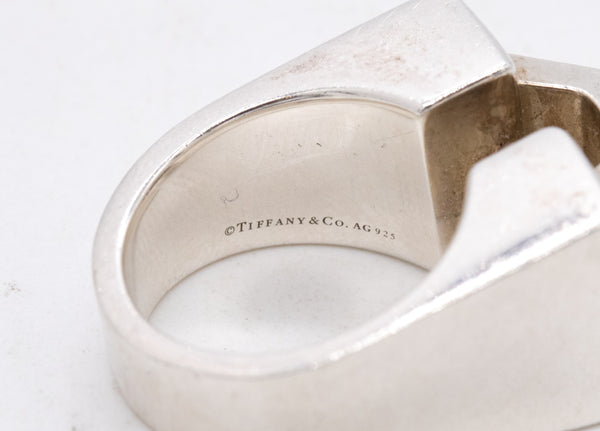 TIFFANY & CO. 1973 BY DON BERG GEOMETRIC ARQUITECTURAL RING .925 STERLING