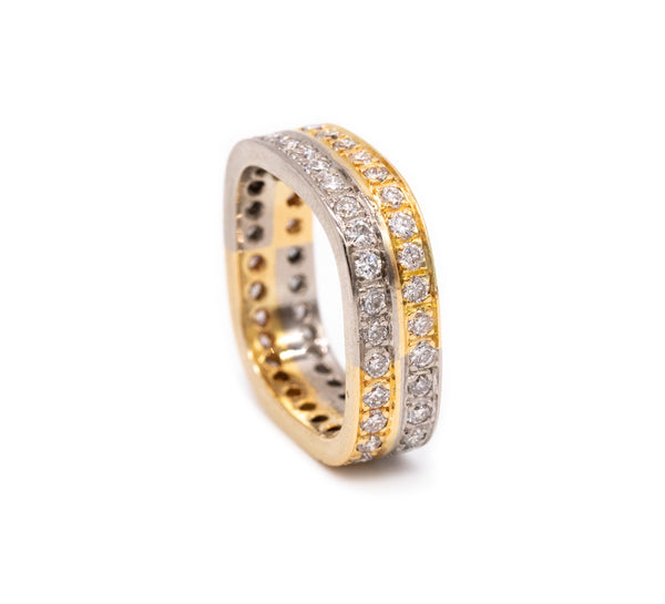 PAUL BINDER, SWISS 18 KT ETERNITY SQUARE RING WITH 1.80 Cts IN DIAMONDS
