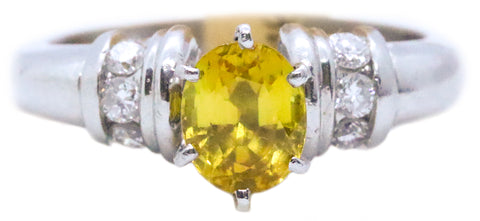 PLATINUM DIAMONDS & YELLOW SAPPHIRE RING