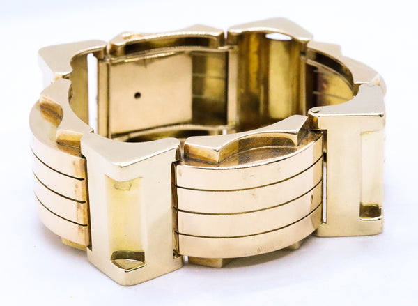 ART DECO FRENCH 18 KT RETRO MACHINE AGE MASSIVE BRACELET