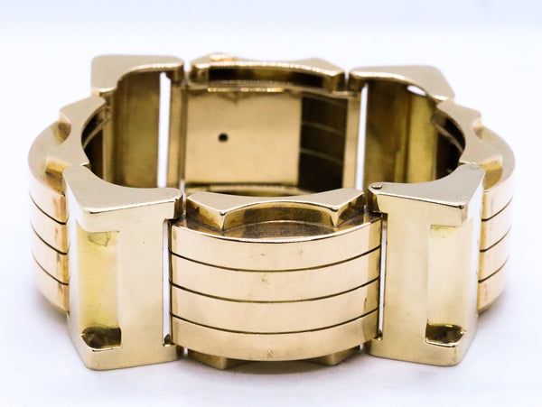 ART DECO FRENCH 18 KT RETRO MACHINE AGE MASSIVE BRACELET