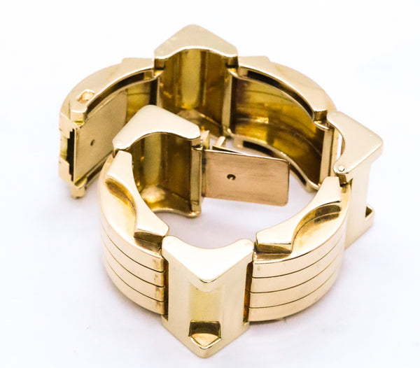 ART DECO FRENCH 18 KT RETRO MACHINE AGE MASSIVE BRACELET