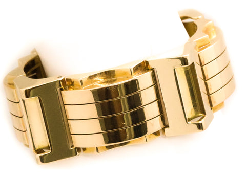 ART DECO FRENCH 18 KT RETRO MACHINE AGE MASSIVE BRACELET