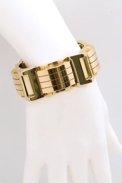 ART DECO FRENCH 18 KT RETRO MACHINE AGE MASSIVE BRACELET