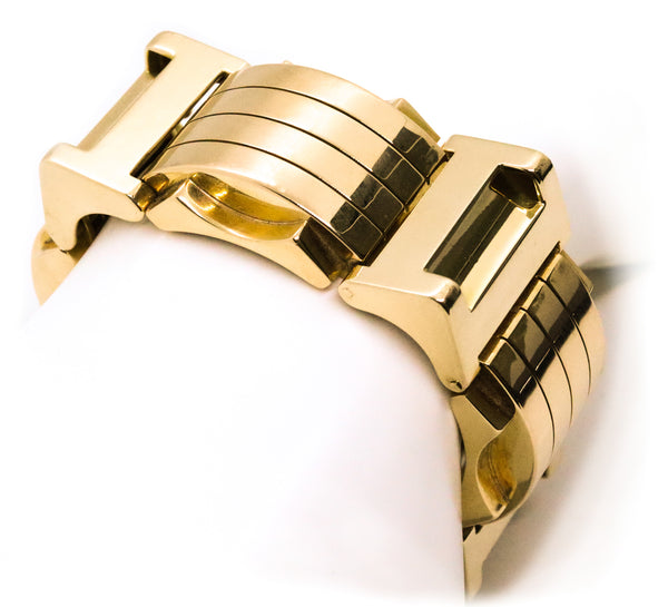 ART DECO FRENCH 18 KT RETRO MACHINE AGE MASSIVE BRACELET