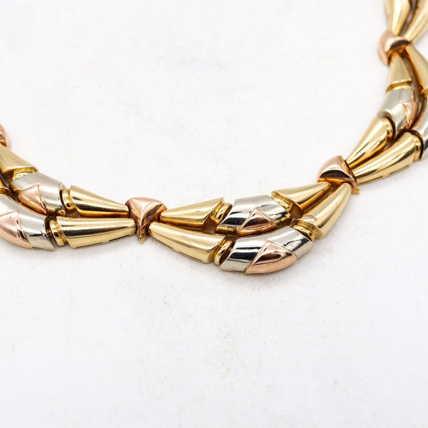 *Bvlgari Roma 1970's Rare Garland necklace in three tones of 18 kt solid gold