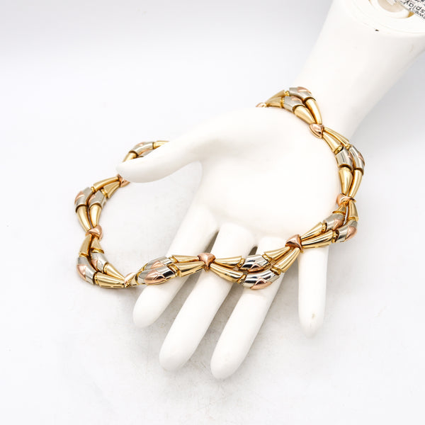 *Bvlgari Roma 1970's Rare Garland necklace in three tones of 18 kt solid gold