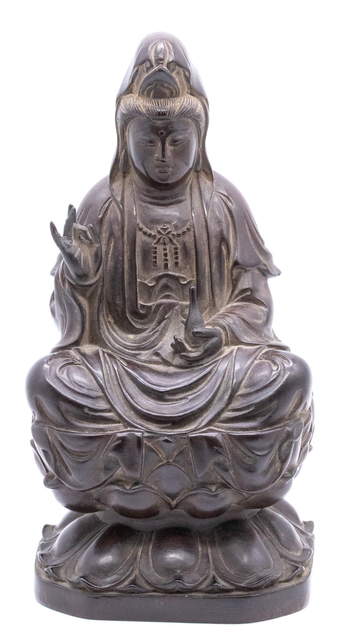 CHINA 1920 BEAUTIFUL QUAN YIN FIGURE CARVED IN ROSE WOOD.