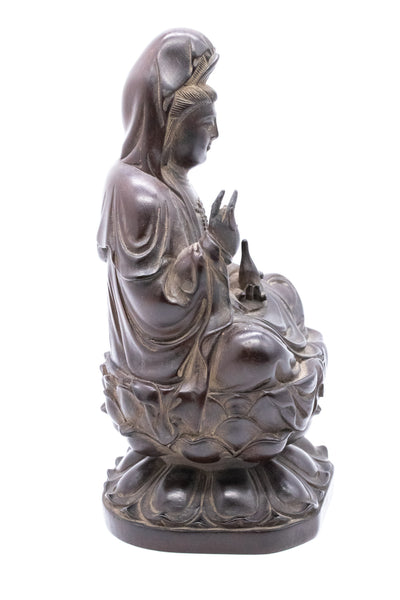 CHINA 1920 BEAUTIFUL QUAN YIN FIGURE CARVED IN ROSE WOOD.