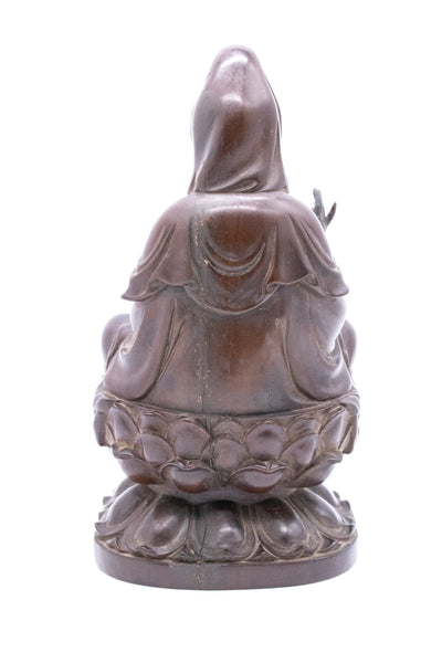 CHINA 1920 BEAUTIFUL QUAN YIN FIGURE CARVED IN ROSE WOOD.