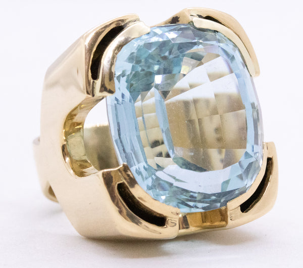 GEORG JENSEN GIA CERTIFIED 32 CARATS AQUAMARINE 18 KT UNIQUE RING