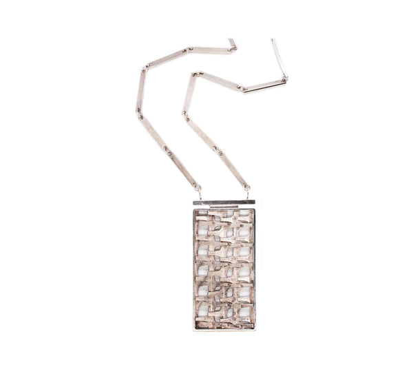 *Rey Urban for Age Fausing 1970 Denmark modernism Geometric long necklace in .925 sterling silver