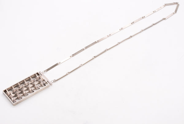 *Rey Urban for Age Fausing 1970 Denmark modernism Geometric long necklace in .925 sterling silver