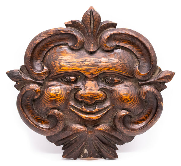 FRANCE LOUIS XIV 1700 PROVENCE CARVED OAK WITH SUN FACE AND FLEUR D'LYS
