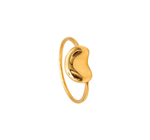 -Tiffany & Co 1977 Elsa Peretti Rare Small Kinetic Bean Ring In 18Kt Yellow Gold