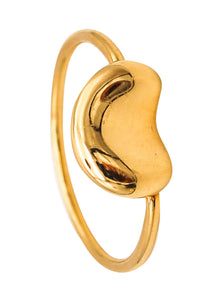 -Tiffany & Co 1977 Elsa Peretti Rare Small Kinetic Bean Ring In 18Kt Yellow Gold