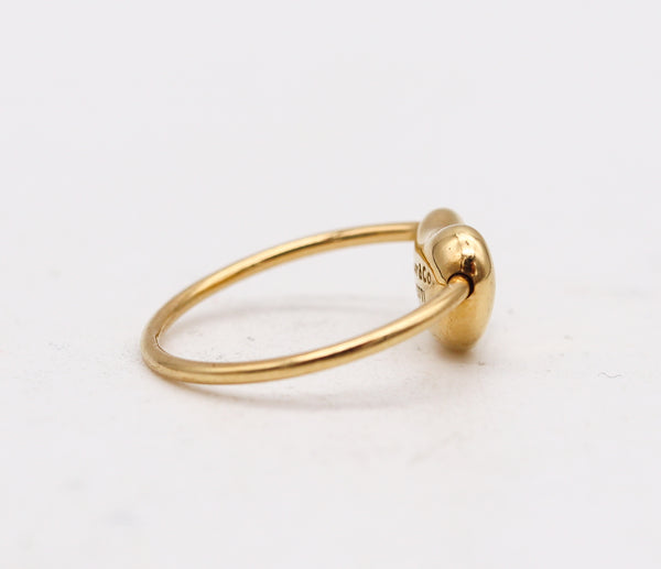 -Tiffany & Co 1977 Elsa Peretti Rare Small Kinetic Bean Ring In 18Kt Yellow Gold