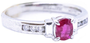SALAVETTI PLATINUM RING WITH NATURAL RUBY AND DIAMONDS