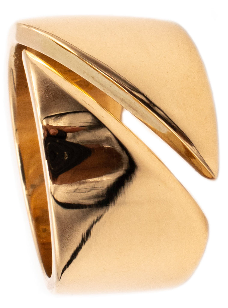 Hermes Paris vintage 18 kt yellow gold open wide band ring