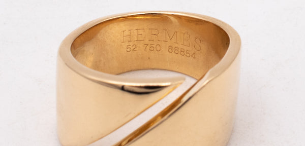 *Hermes Paris vintage 18 kt yellow gold open wide band ring