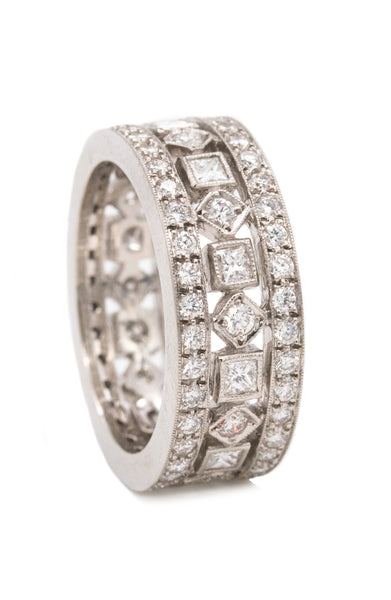 *Platinum contemporary classic triple eternity band with 2.40 Cts of VS diamonds