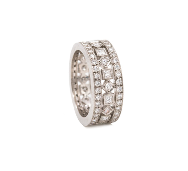 *Platinum contemporary classic triple eternity band with 2.40 Cts of VS diamonds