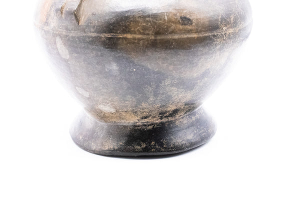 Peru Inca 750 1375 AD Lambayeque Pre Colombian Black Ware Ceramic Vase With Warrior