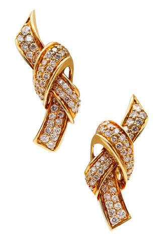 -Jose Hess Knots Clip On Earrings In 18Kt Yellow Gold With 3.84 Ctw In Diamonds