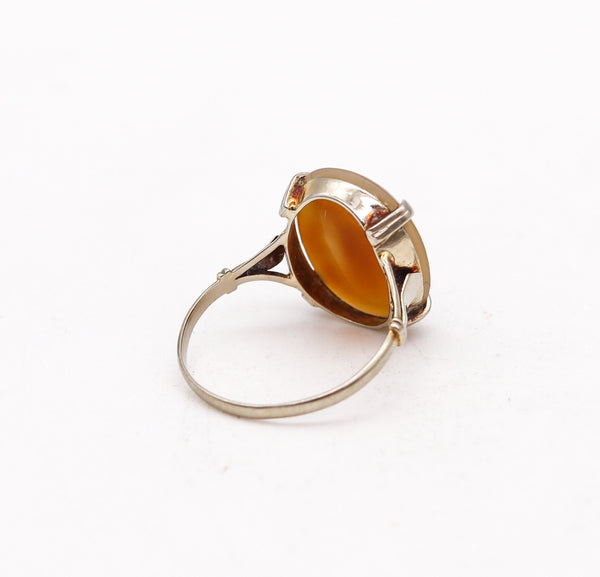 -Giovanni Luigi Pichler 1790 Rare Agate Carved Intaglio Of Mercury Mounted in 14Kt Ring