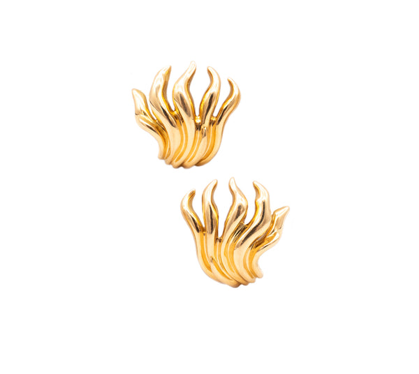 Verdura Milan Tendril Flames Sculptural Earrings In Solid 18Kt Yellow Gold