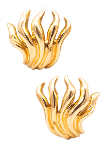 Verdura Milan Tendril Flames Sculptural Earrings In Solid 18Kt Yellow Gold