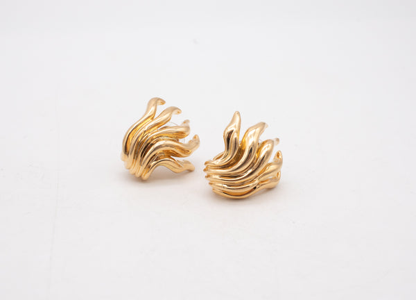 Verdura Milan Tendril Flames Sculptural Earrings In Solid 18Kt Yellow Gold