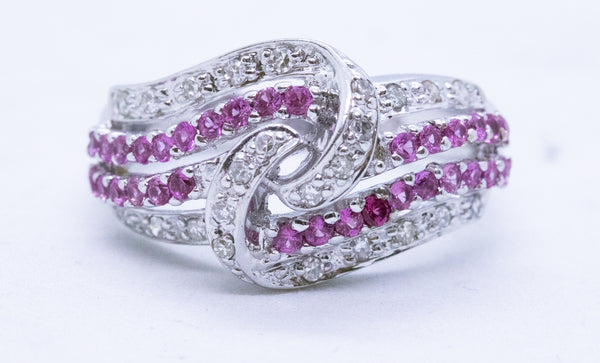 PINK SAPPHIRES & DIAMONDS 14 KT RING