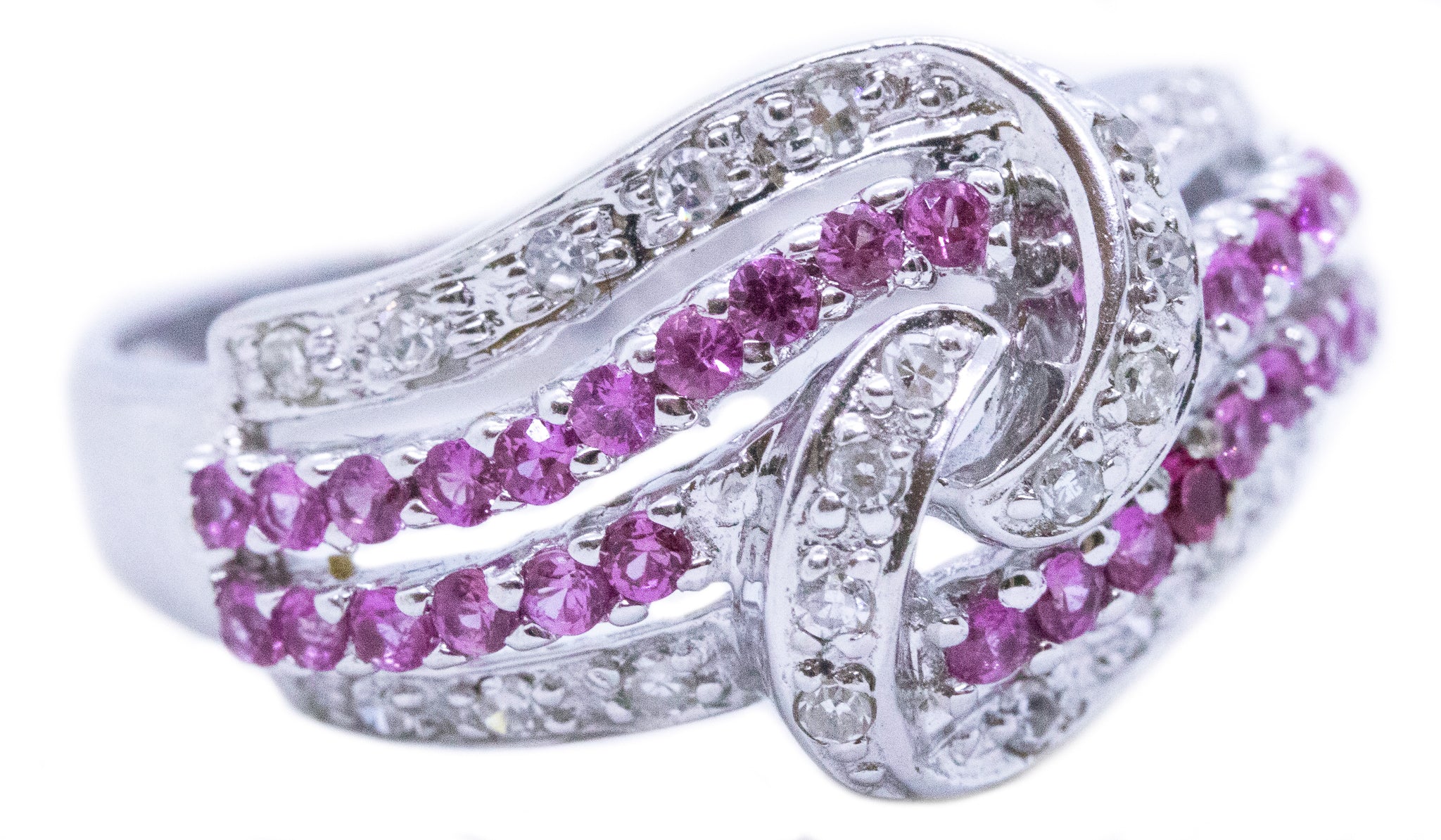 PINK SAPPHIRES & DIAMONDS 14 KT RING