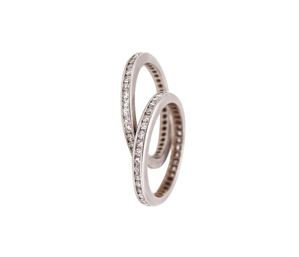 Art Deco 1930 Duo Of Eternity Rings In Platinum With 2.08 Cts In Diamonds